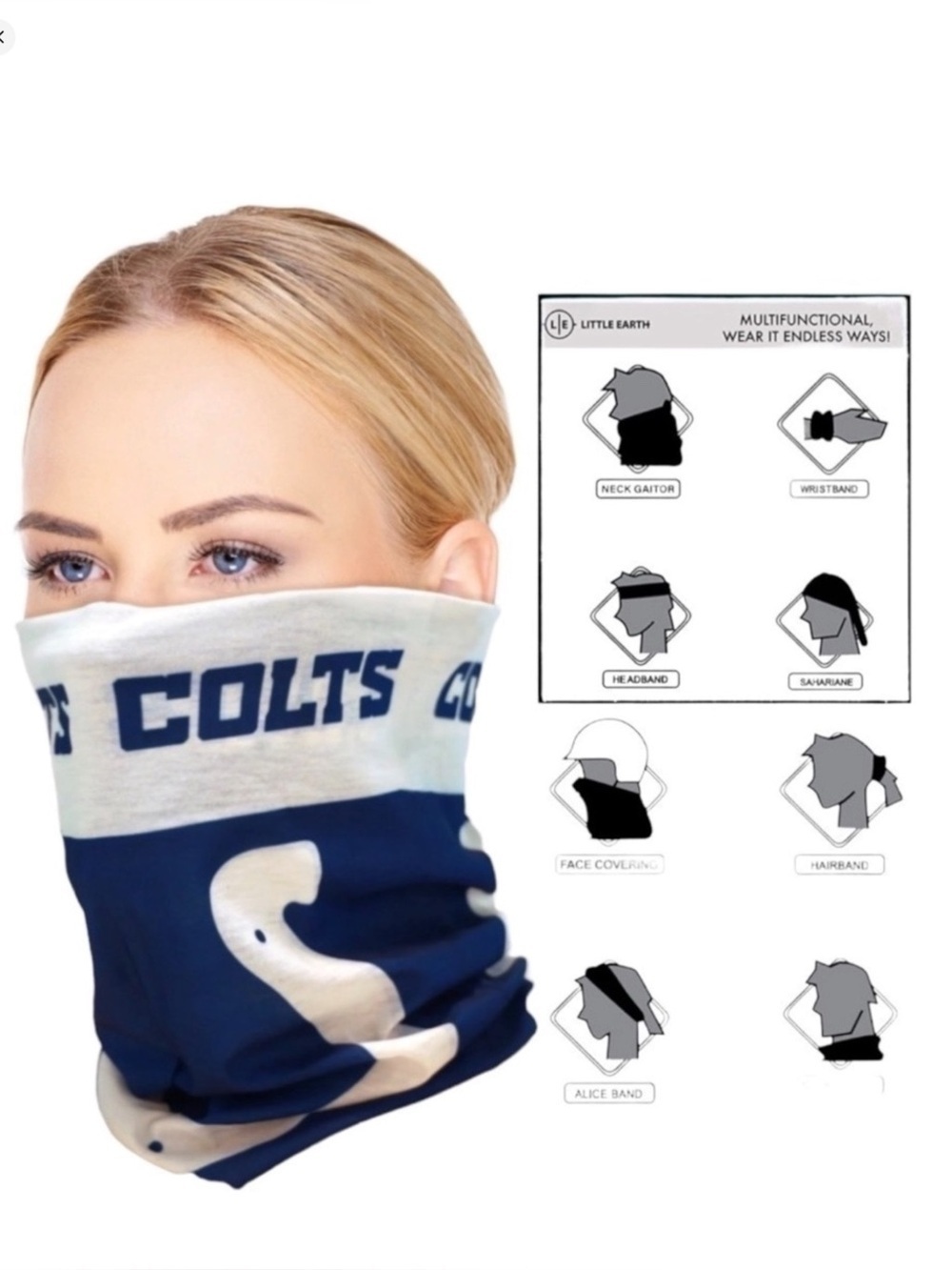 NFL Multifunction Superdana Team Apparel Indianapolis Colts Fan Gear 10 x 19 in